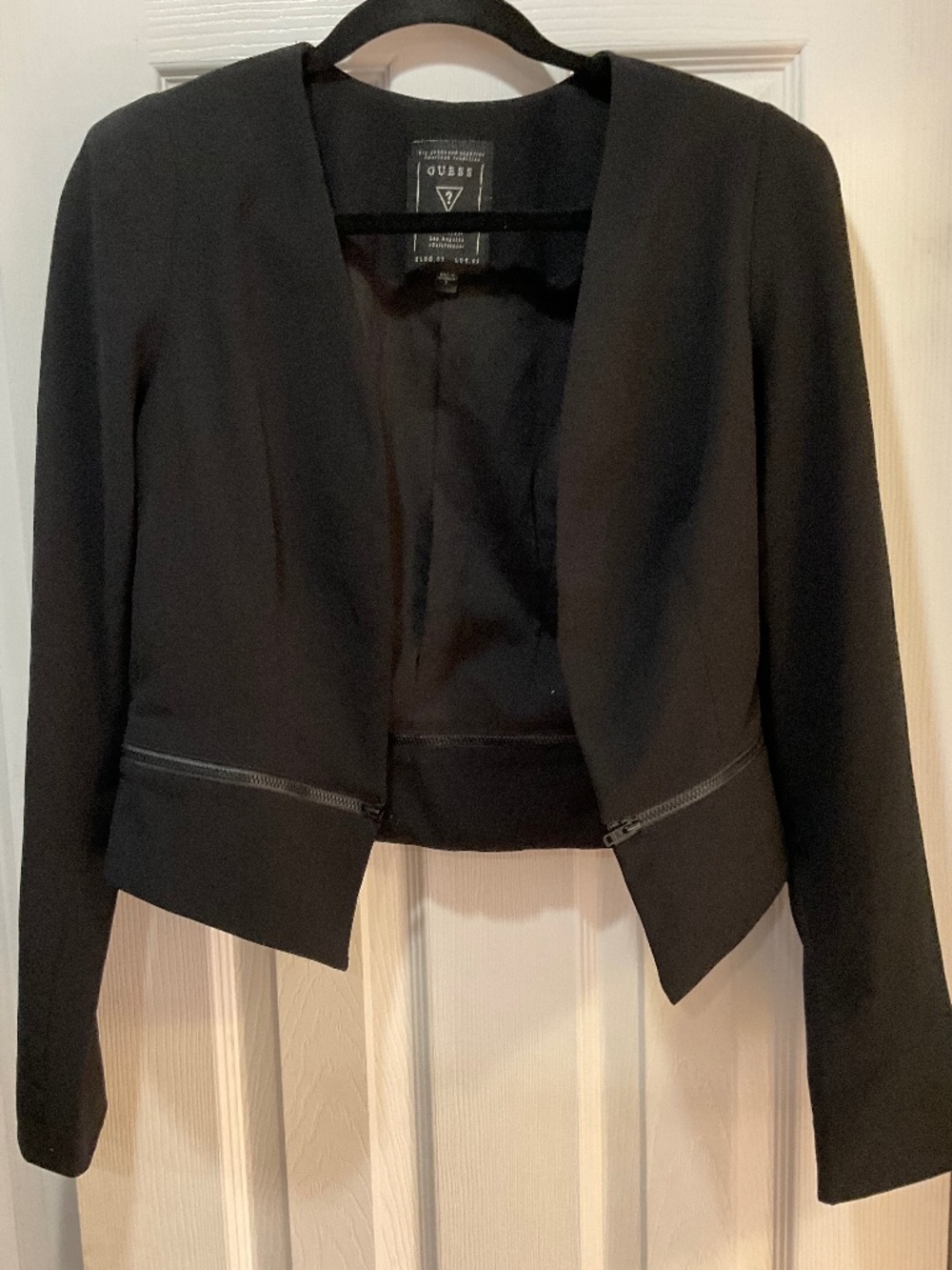 GUESS Black Blazer Jacket Zip Waist Structured Y2K Size: S Pre Owned